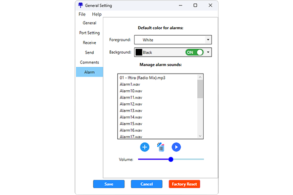 EPSC Serial Port Monitor Alarm Setting