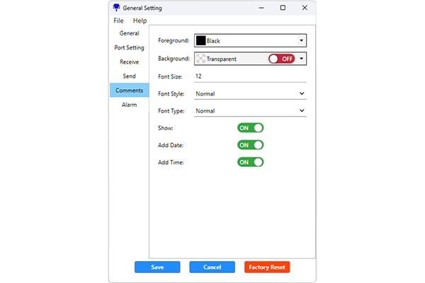 EPSC Serial Port Monitor Comment Setting